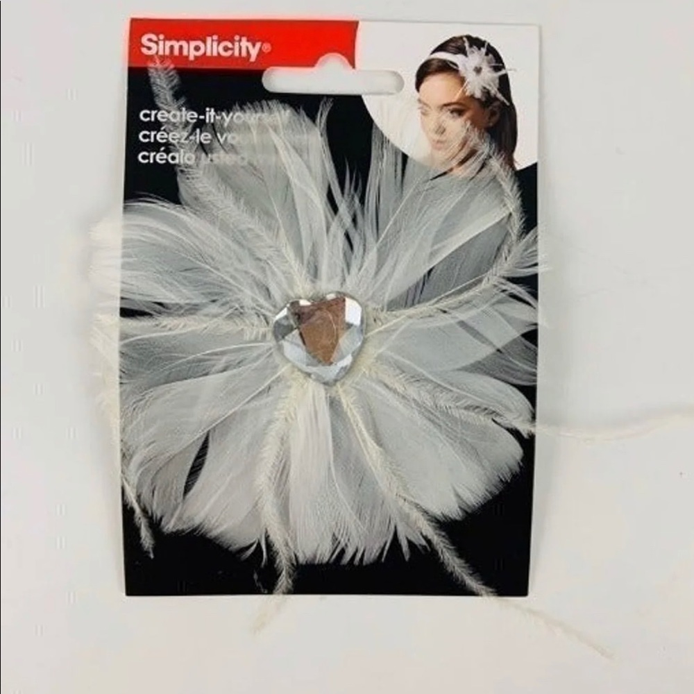 Brand New (3) White Feather/Gem DIY Accessory